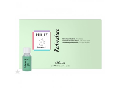 KAARAL PURIFY RESTRUCTURE Atstatomasis losjonas ampulėse pažeistiems plaukams su provitaminu B5, 12 x 10 ml KAARAL PURIFY RESTRUCTURE Atstatomasis losjonas ampulėse pažeistiems plaukams su provitaminu B5, 12 x 10 ml